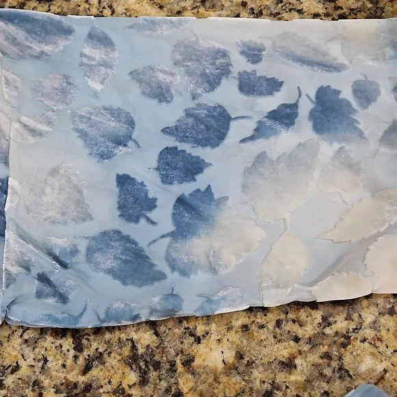 NWT NATORI BLUE FALLING LEAVES LONG VELVET BURNOUT SILK‎  KIMONO - Picture 10 of 13